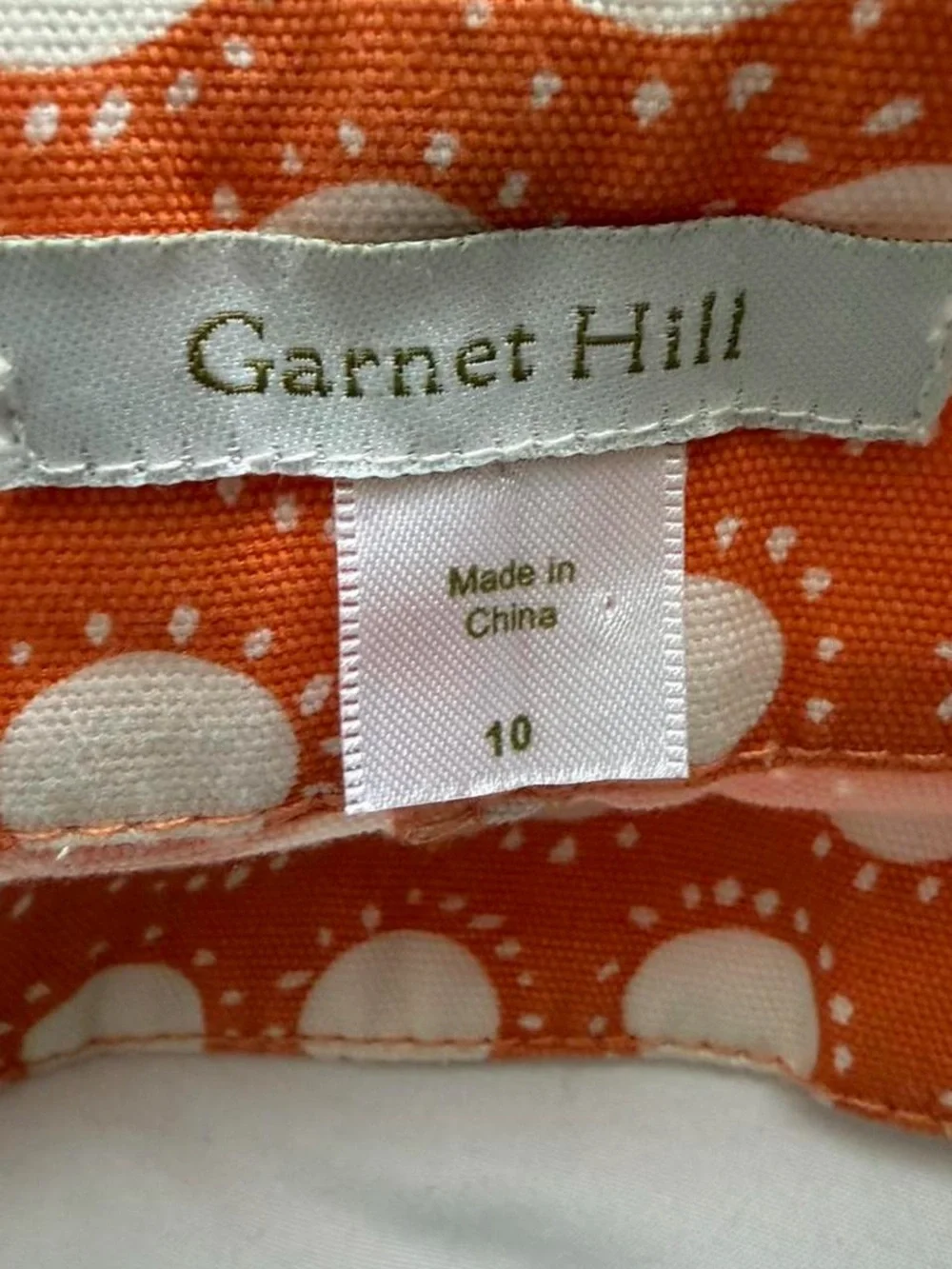 Garnet Hill Orange Polka Dot Mini Skirt Retro Mod Y2K Size 10 100% cotton Whimsy
